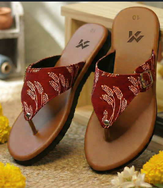 Woman wearing handwoven Bengali artisan garment in earthy tones